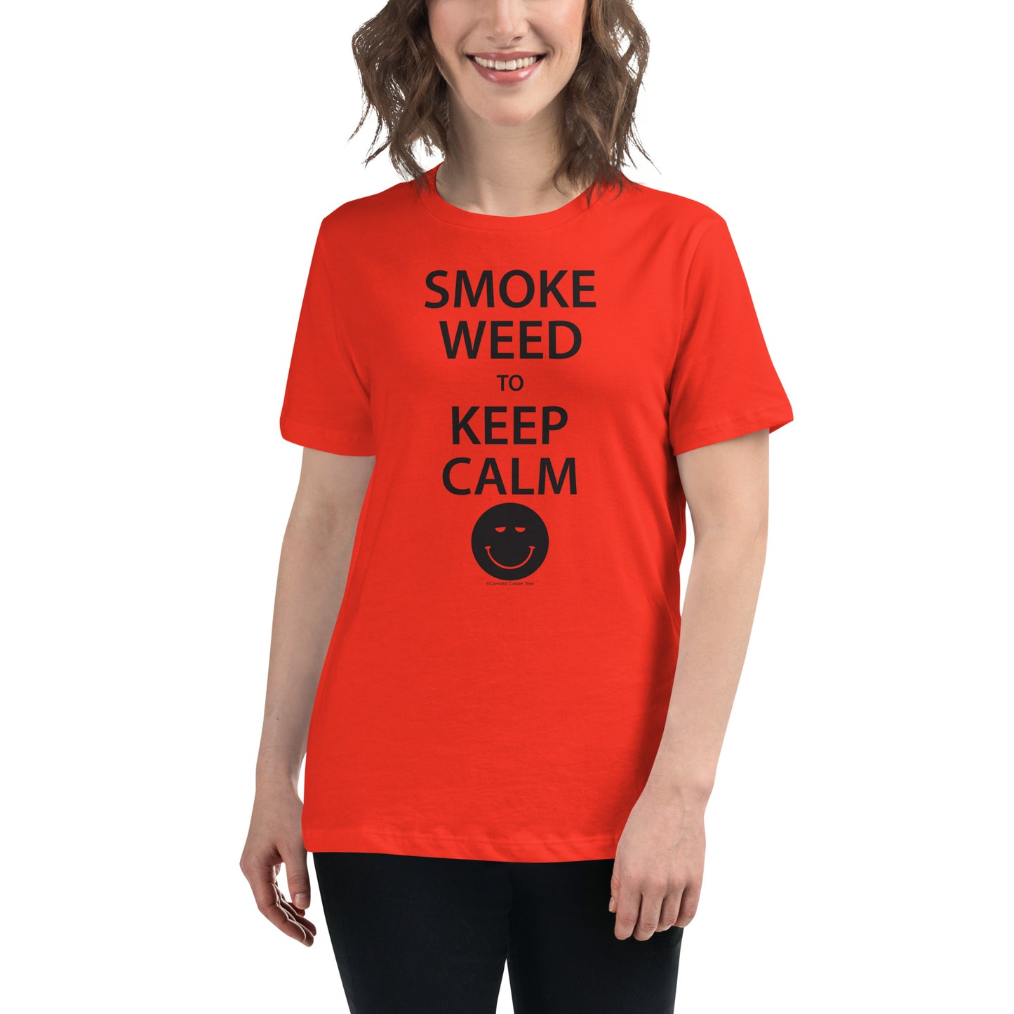 Smoke Weed P413 Black Women's Relaxed T-Shirt