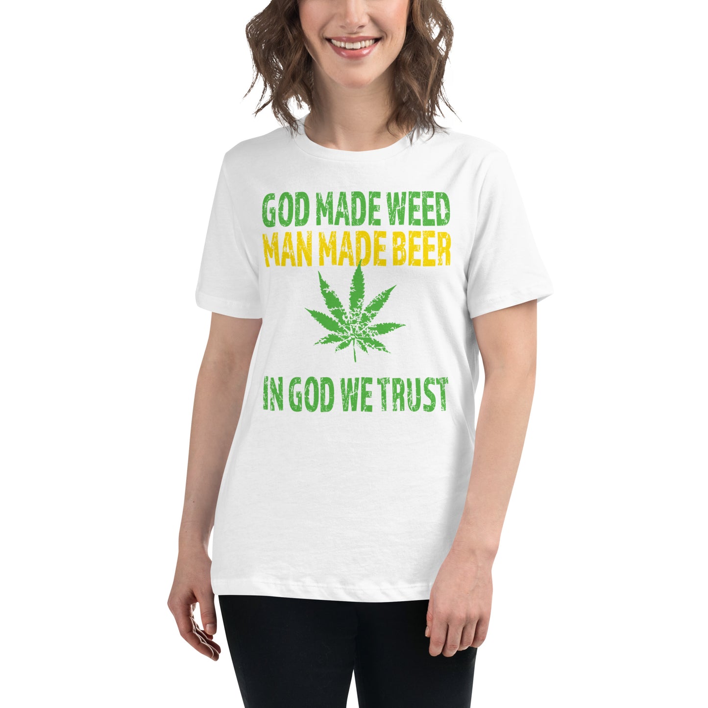 God made Weed P409 Women's Relaxed T-Shirt