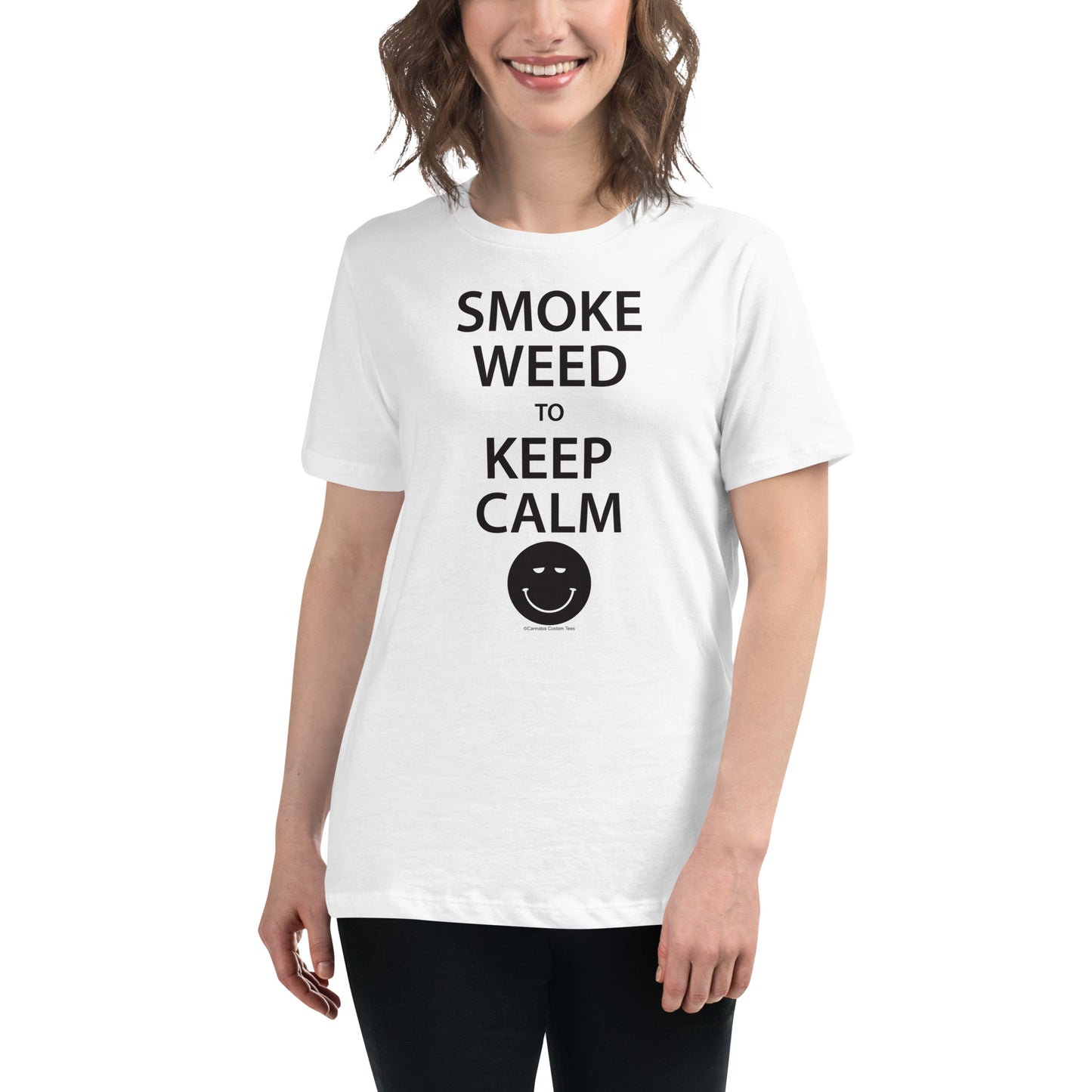Smoke Weed P413 Black Women's Relaxed T-Shirt